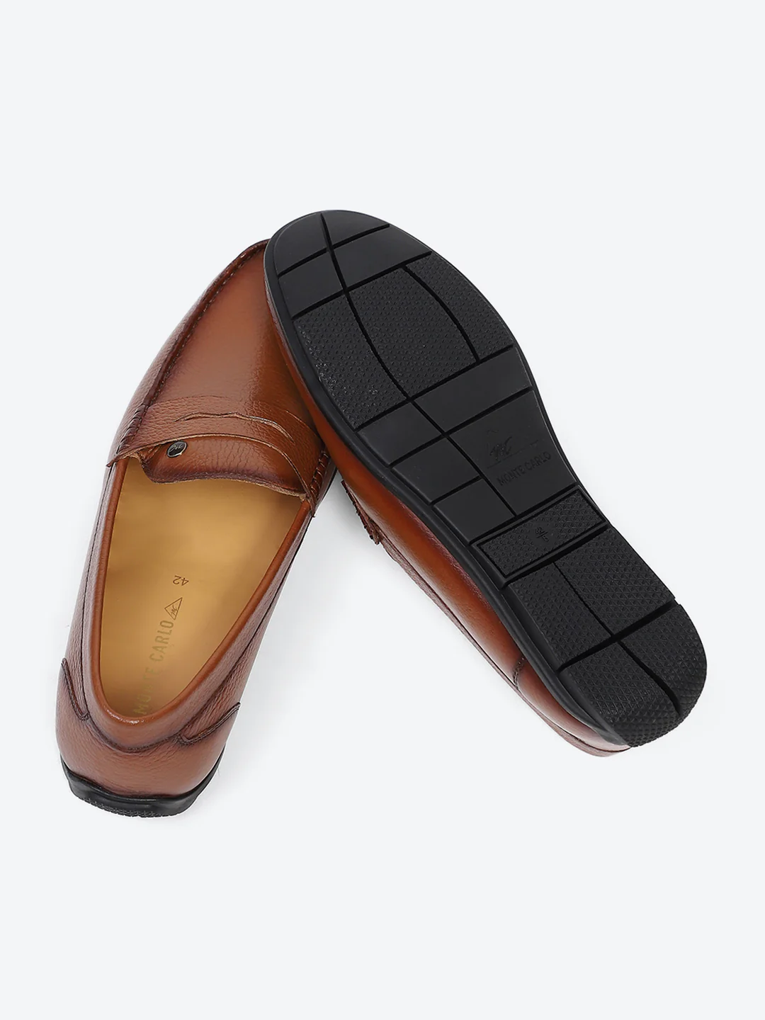 Men Tan Slip on Genuine Leather Loafers - Image 8