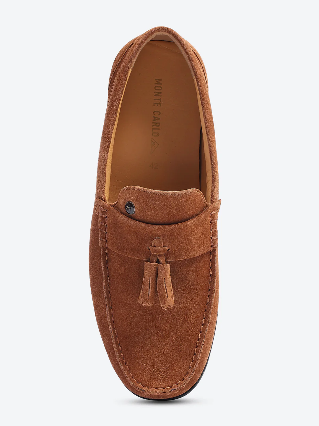 Men Tan Slip on Genuine Leather Loafers - Image 6