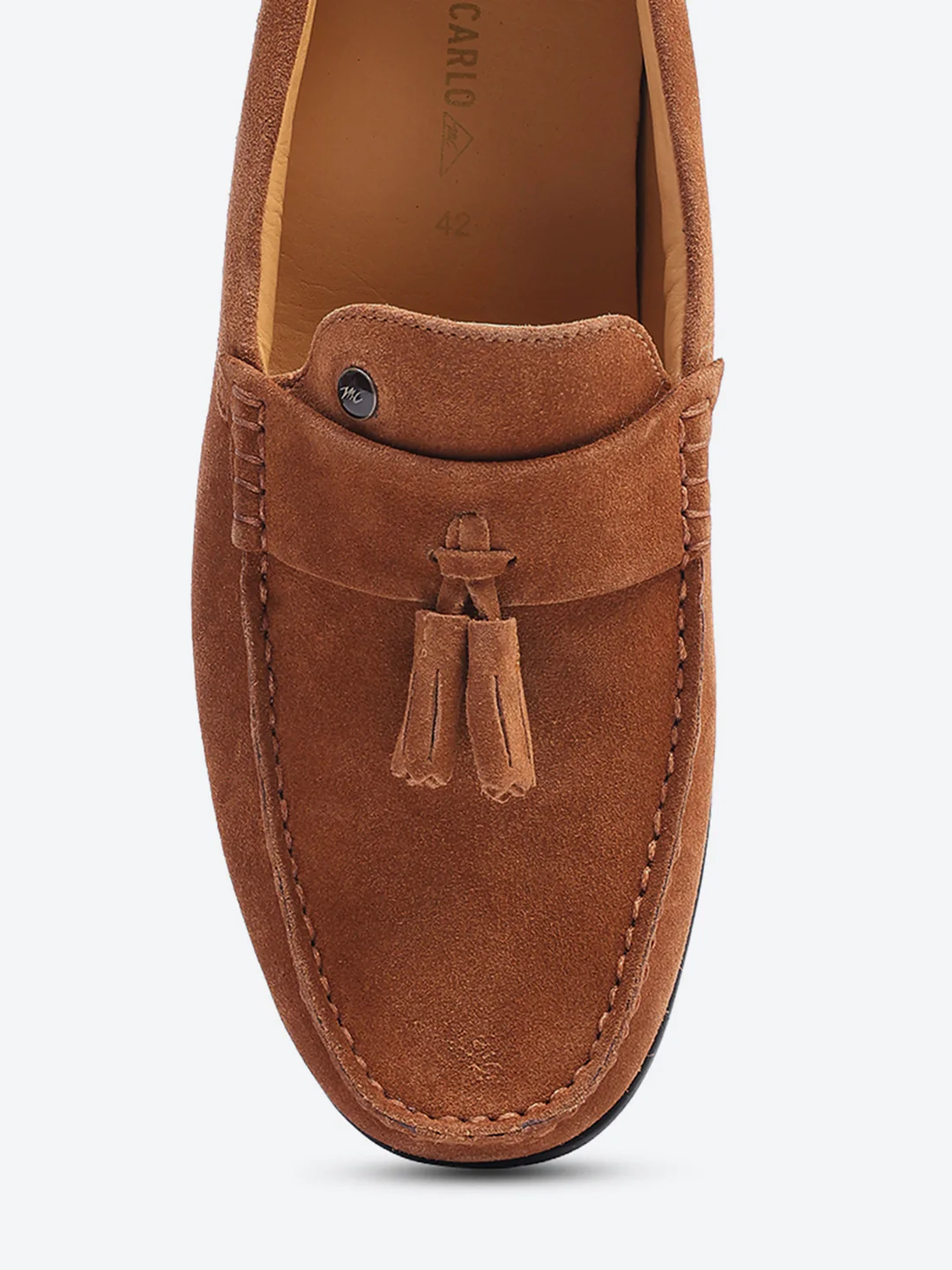Men Tan Slip on Genuine Leather Loafers - Image 7