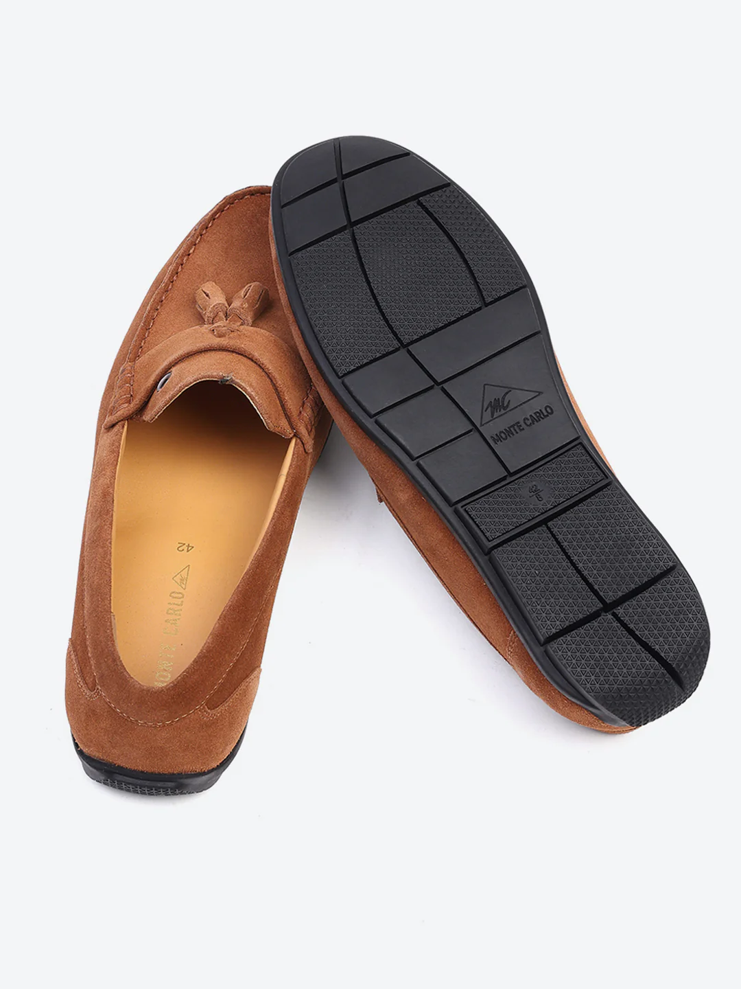 Men Tan Slip on Genuine Leather Loafers - Image 8