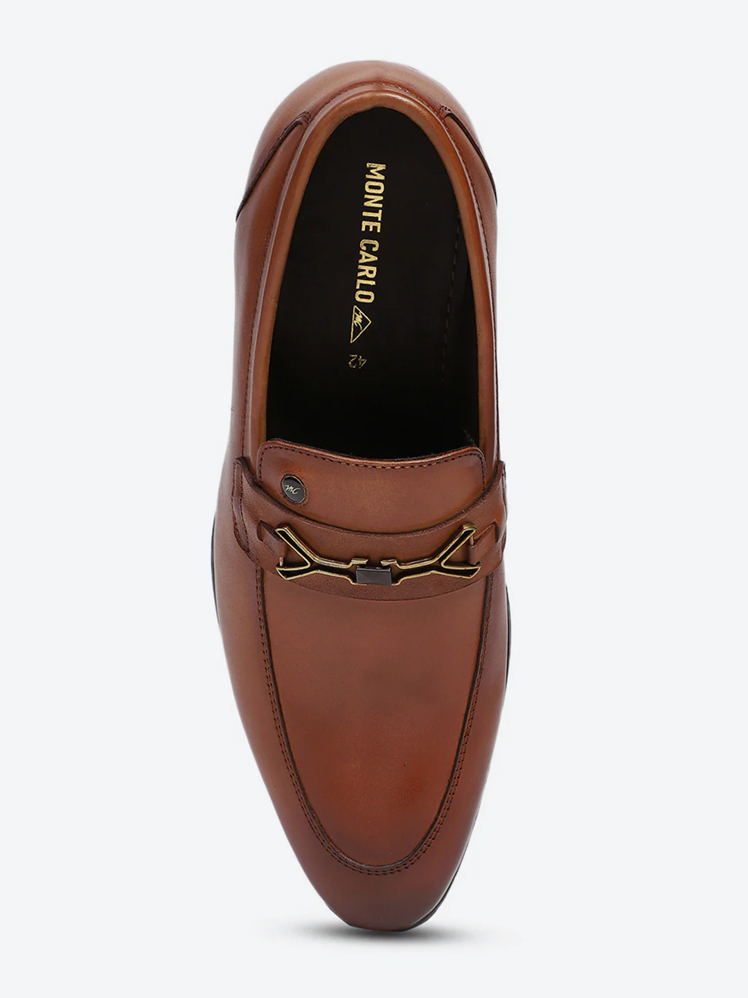 Men Tan Slip on Genuine Leather Horse-Bit Buckle Loafers - Image 6