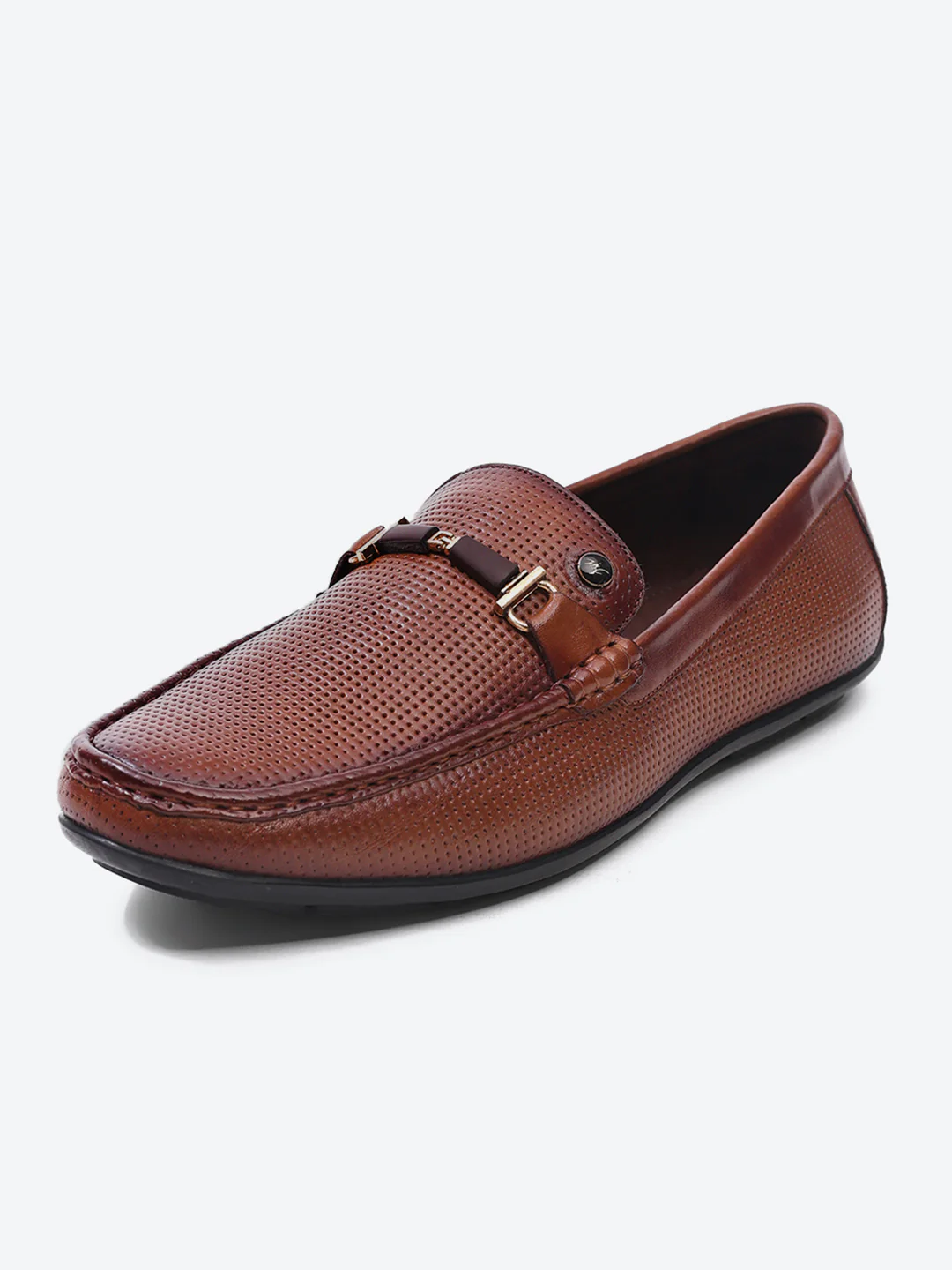 Men Tan Slip on Leather Loafers - Image 3