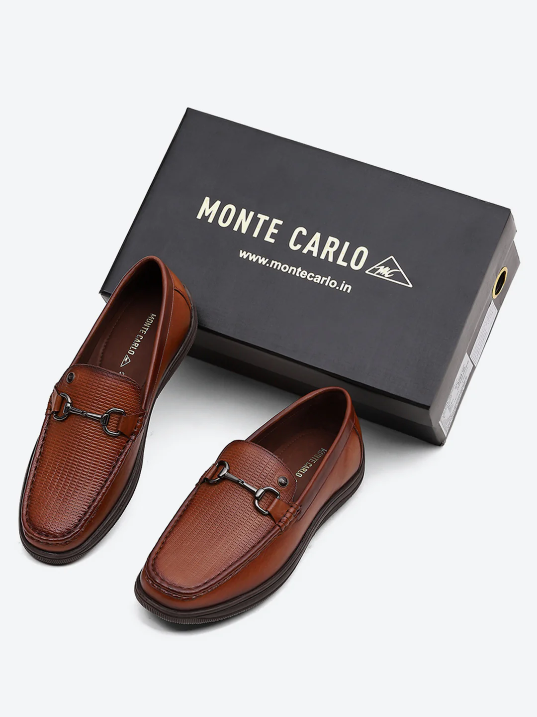 Men Tan Comfortable Slip on Leather Loafers - Image 2