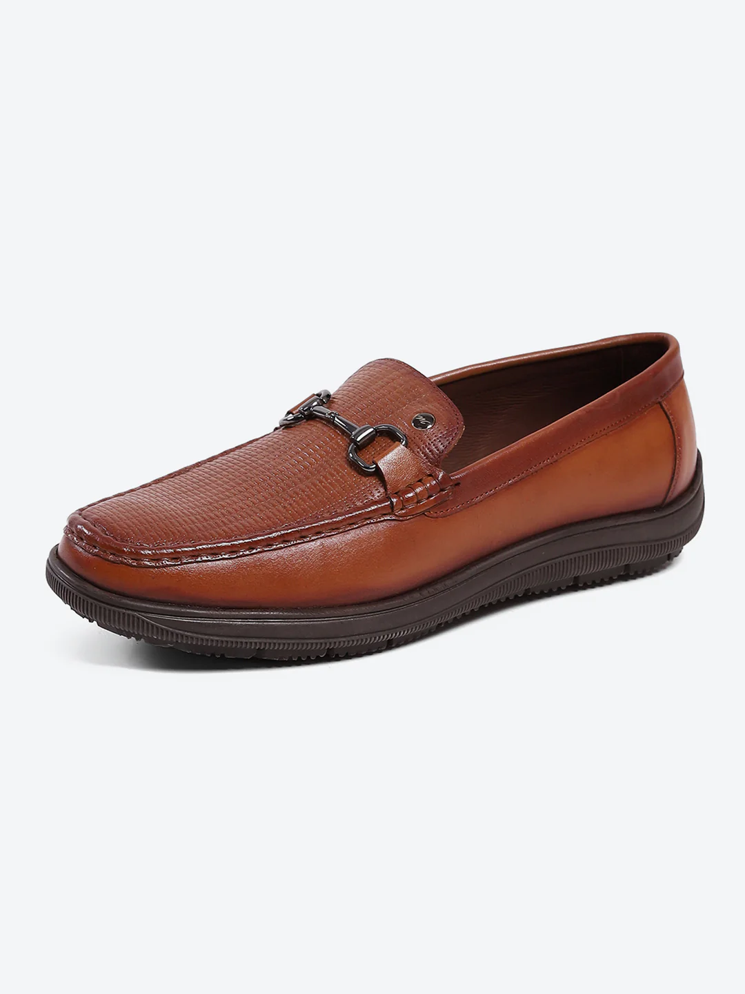 Men Tan Comfortable Slip on Leather Loafers - Image 4