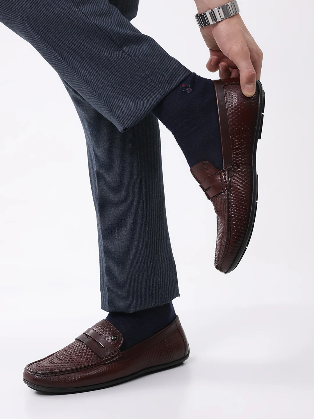 Men Tan Comfortable Slip on Leather Loafers - Image 11