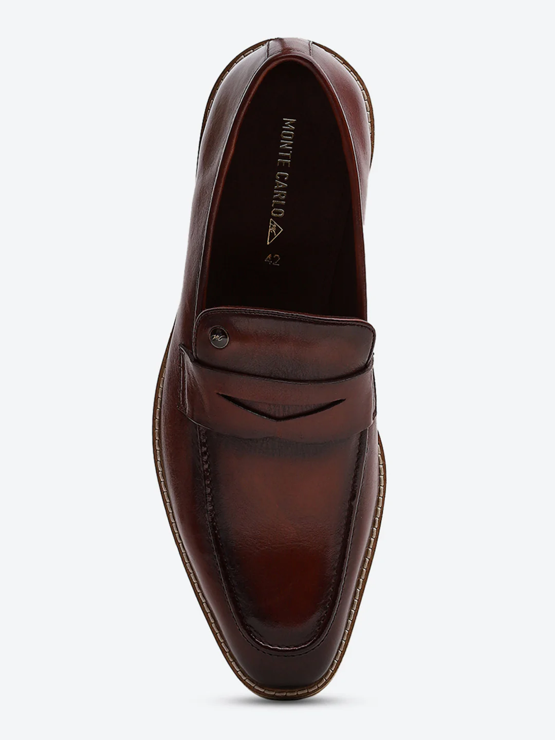 Men Tan Slip on Leather Penny Loafers - Stylish Fashion Shoes - Image 7