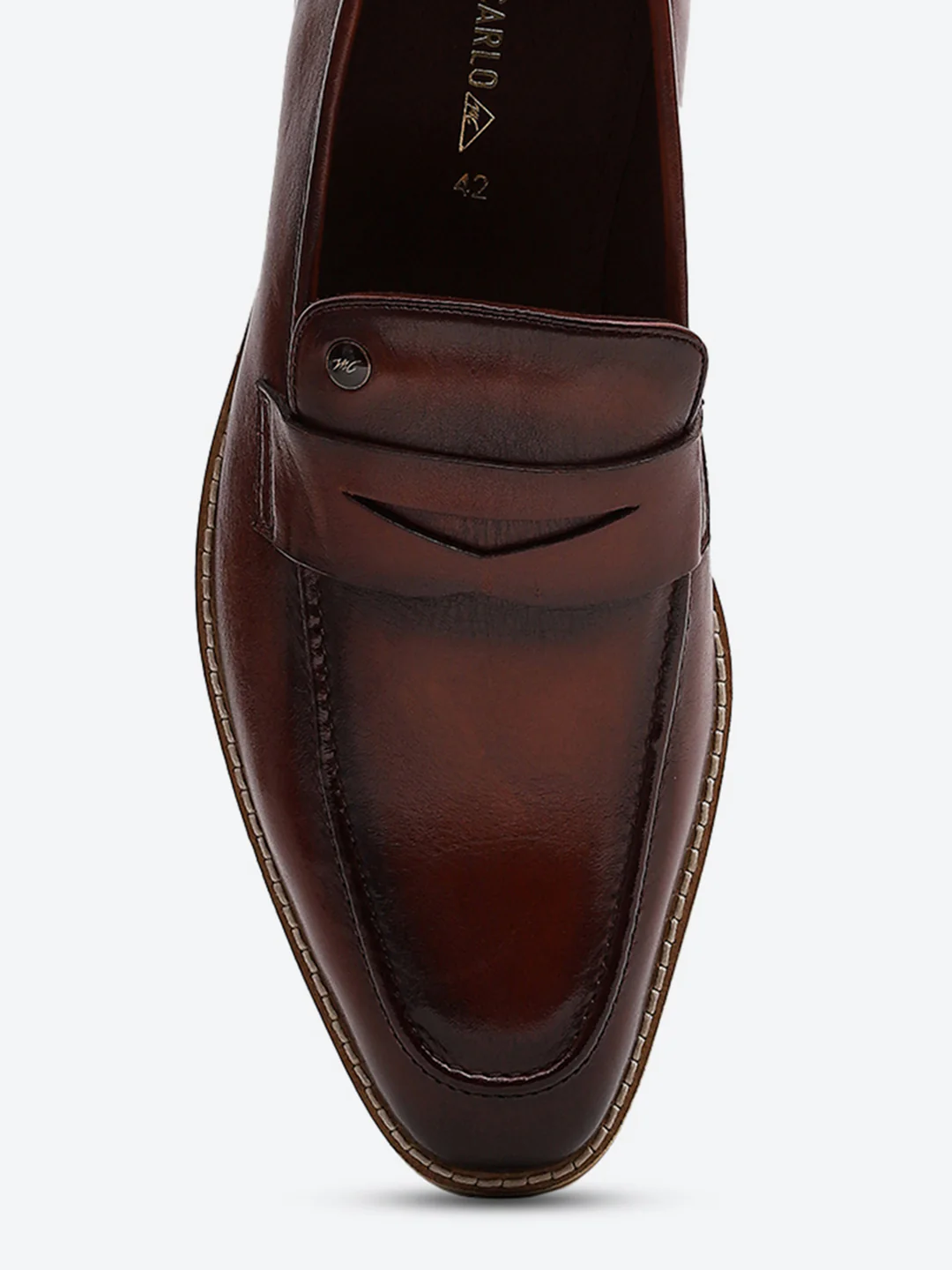 Men Tan Slip on Leather Penny Loafers - Stylish Fashion Shoes - Image 8