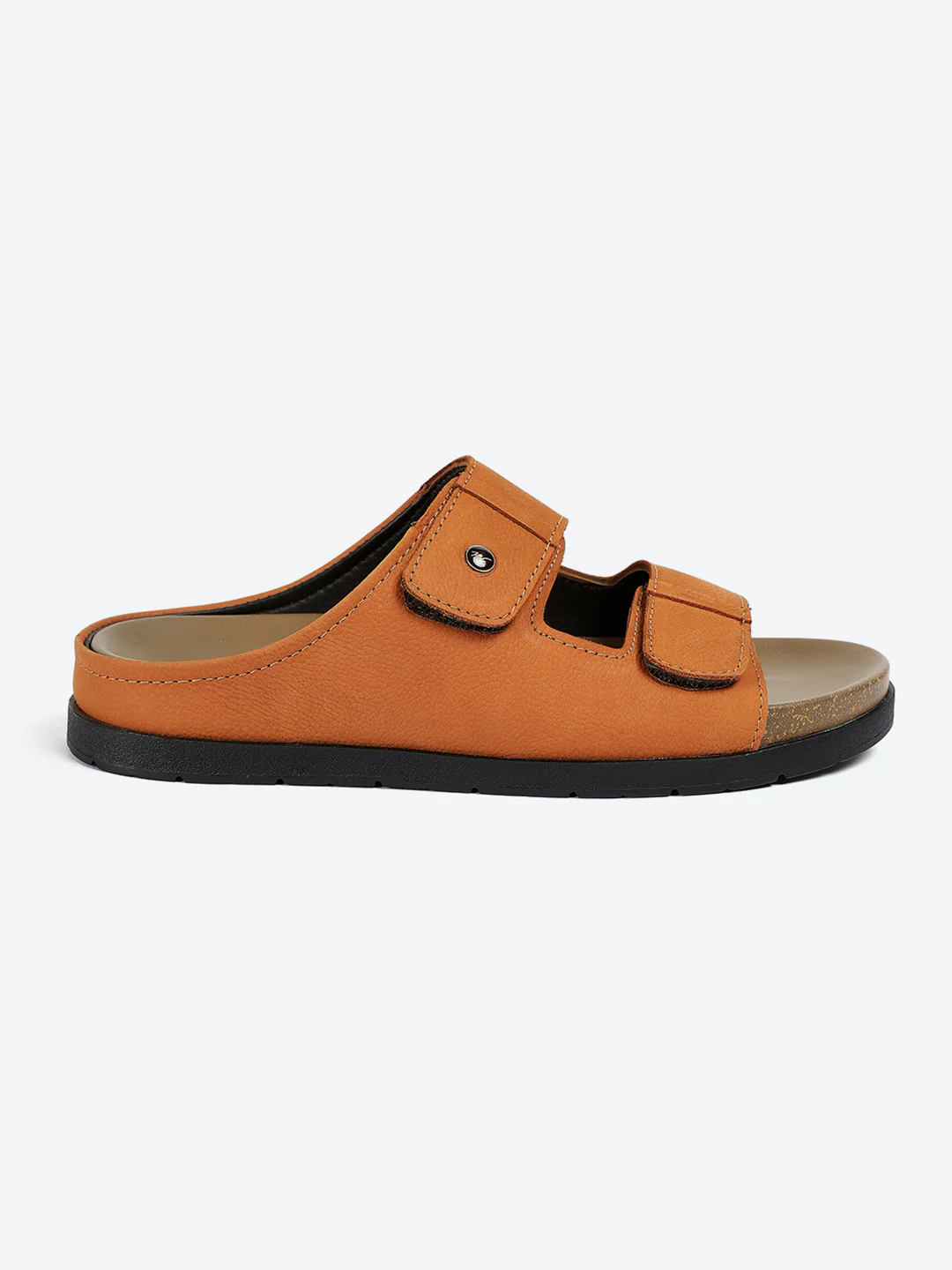 Men Tan Slip on Leather Sandals - Image 5