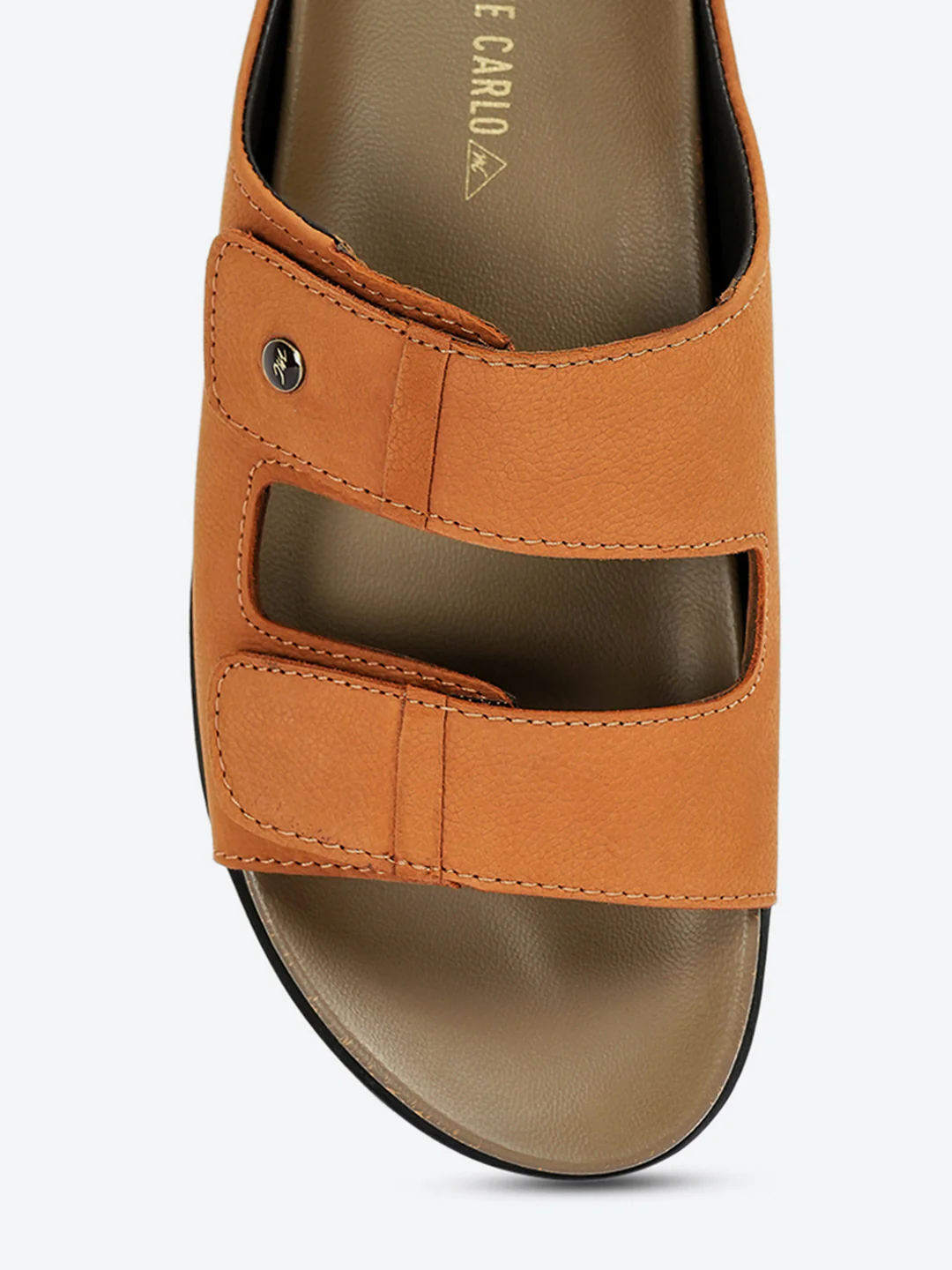 Men Tan Slip on Leather Sandals - Image 7