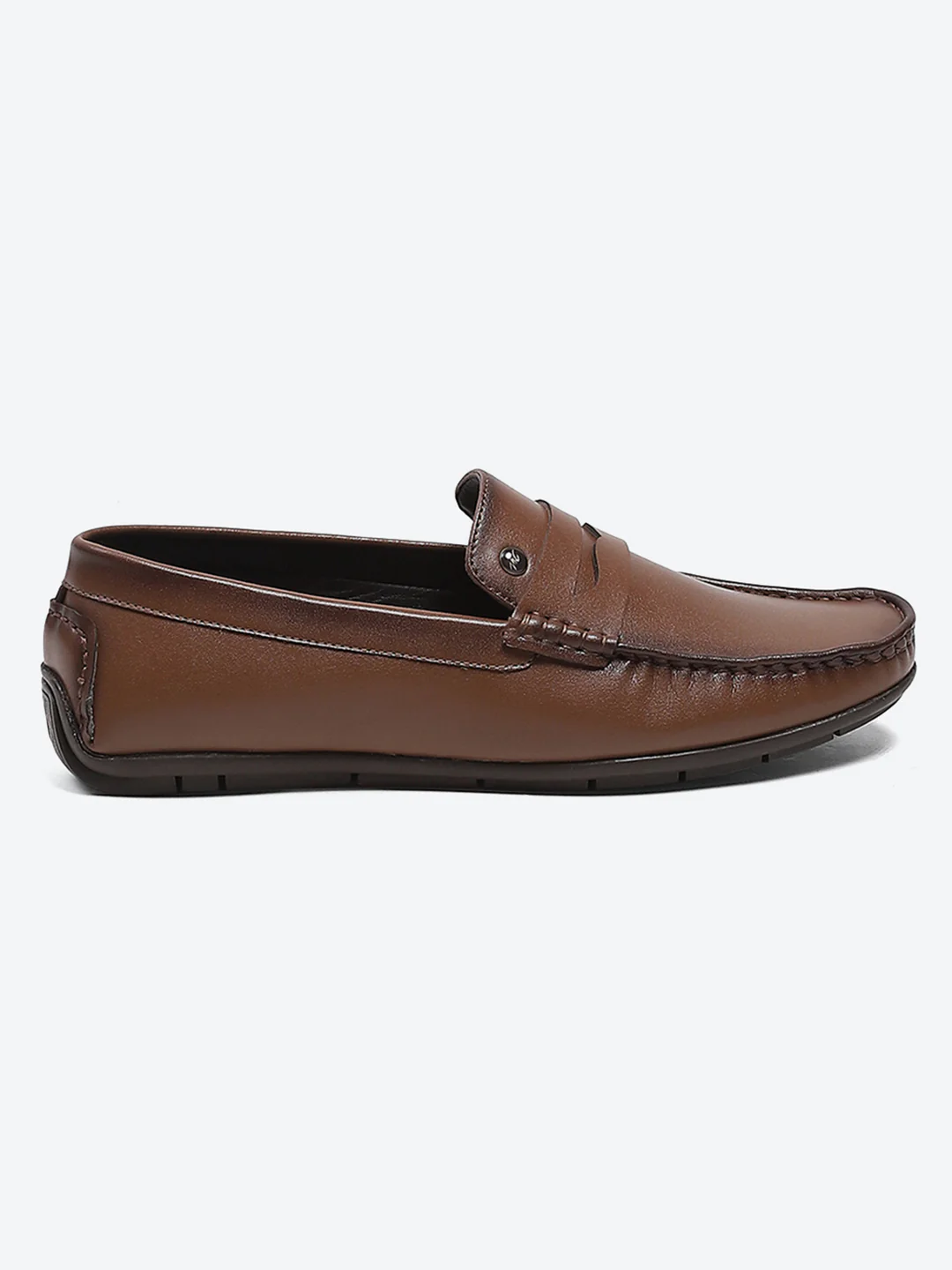 Men Tan Slip on Microfibre Loafers - Image 4