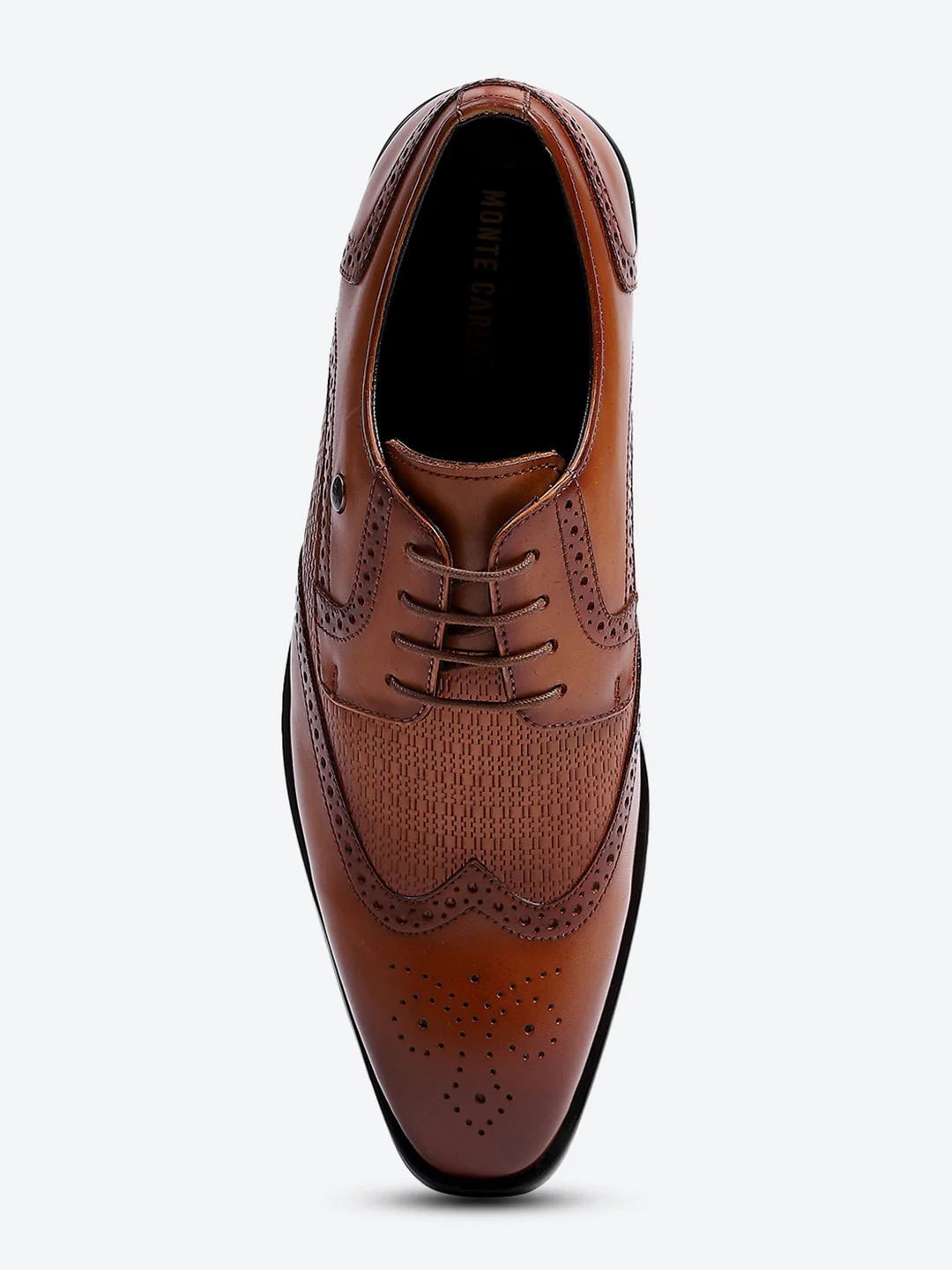 Men Tan Solid Lace Up Genuine Leather Formal Brogues - Image 5