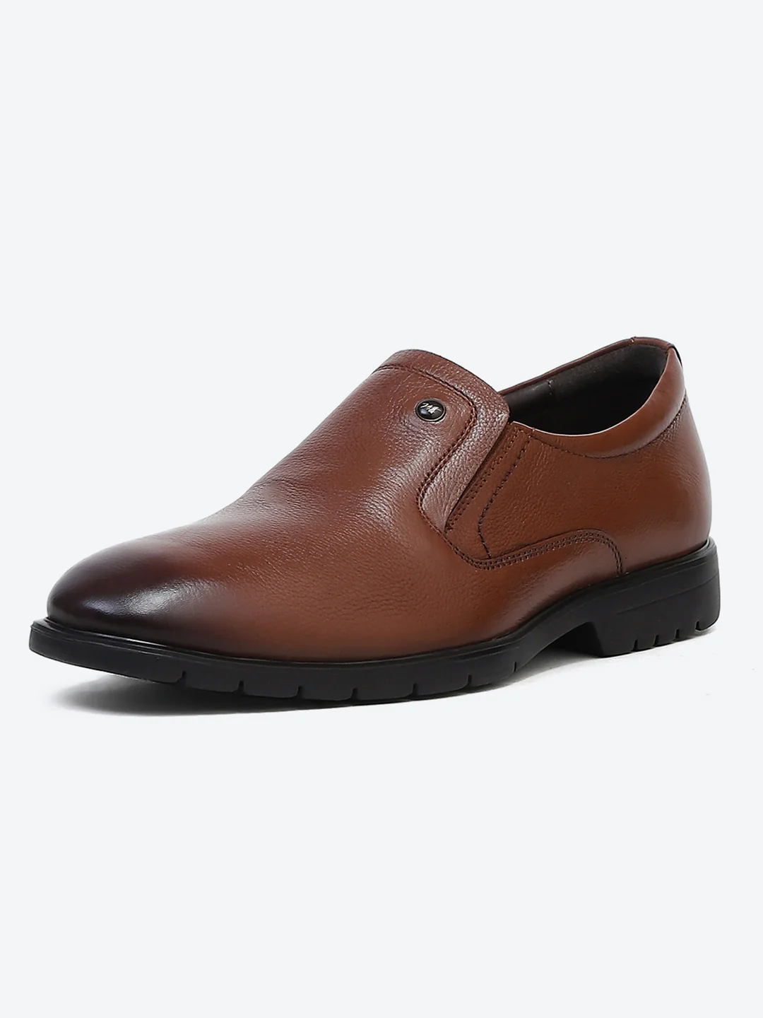 Men Tan Solid Slip on Genuine Leather Formal Shoes - Image 4