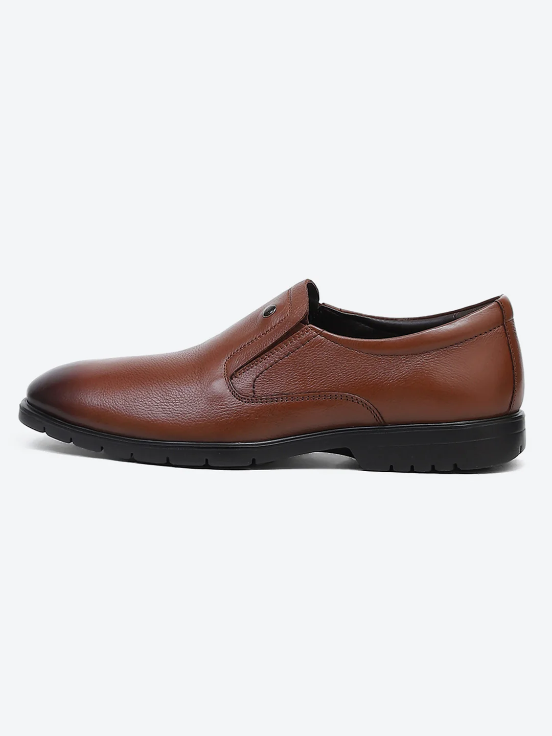 Men Tan Solid Slip on Genuine Leather Formal Shoes - Image 5