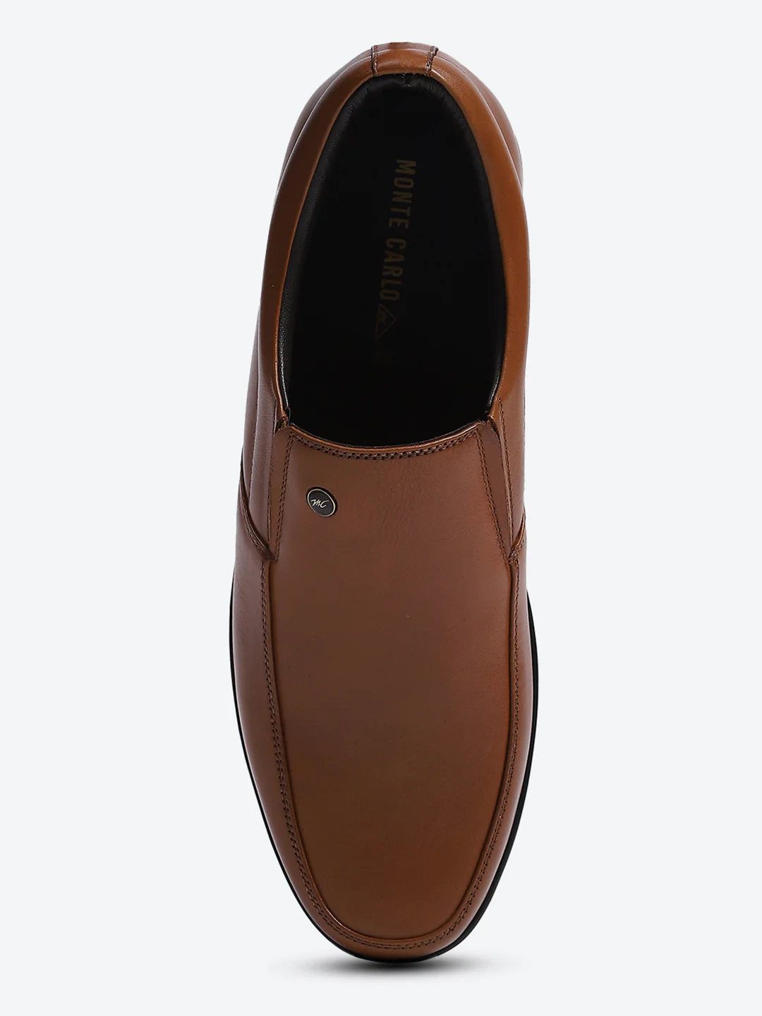 Men Tan Solid Slip on Genuine Leather Square Toe Slip on Shoes - Image 5