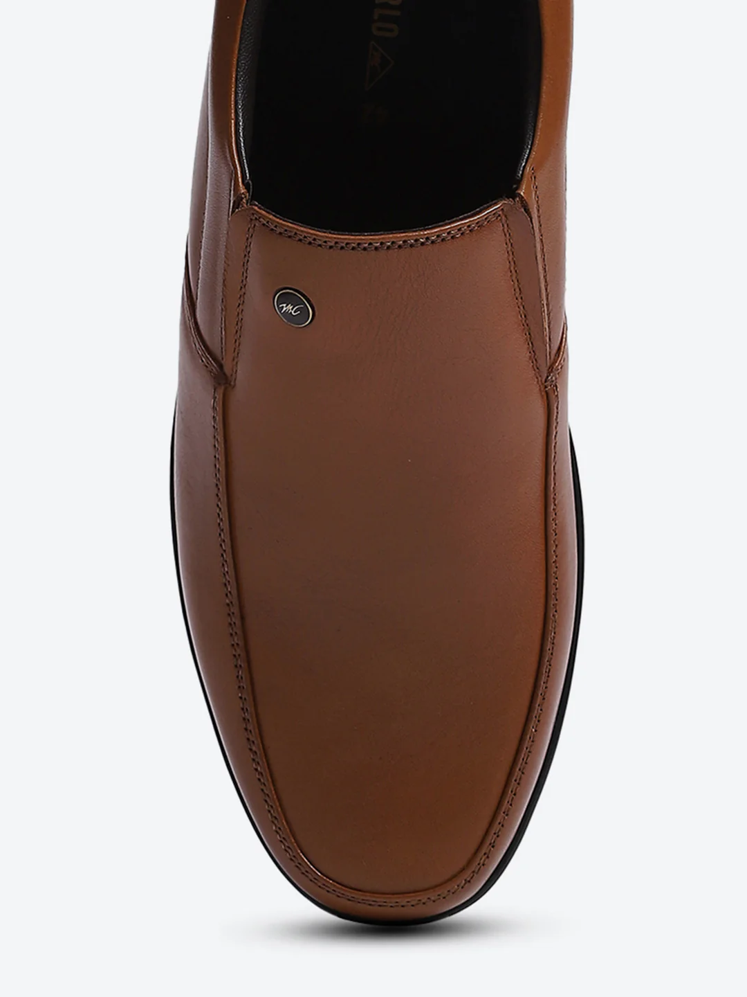Men Tan Solid Slip on Genuine Leather Square Toe Slip on Shoes - Image 6