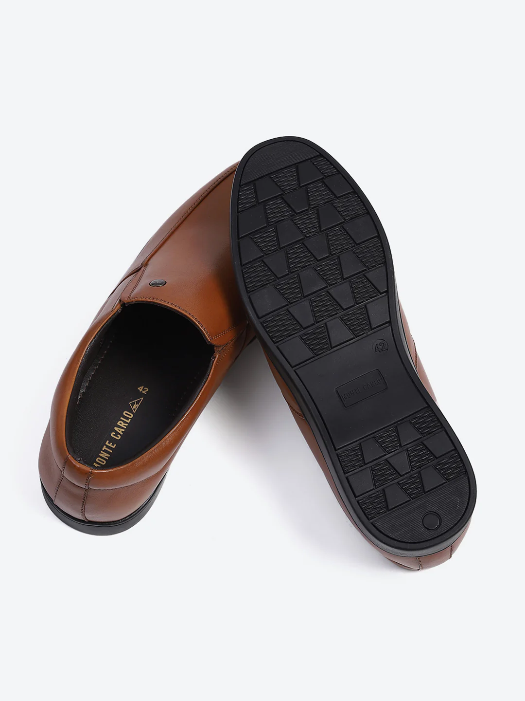 Men Tan Solid Slip on Genuine Leather Square Toe Slip on Shoes - Image 7