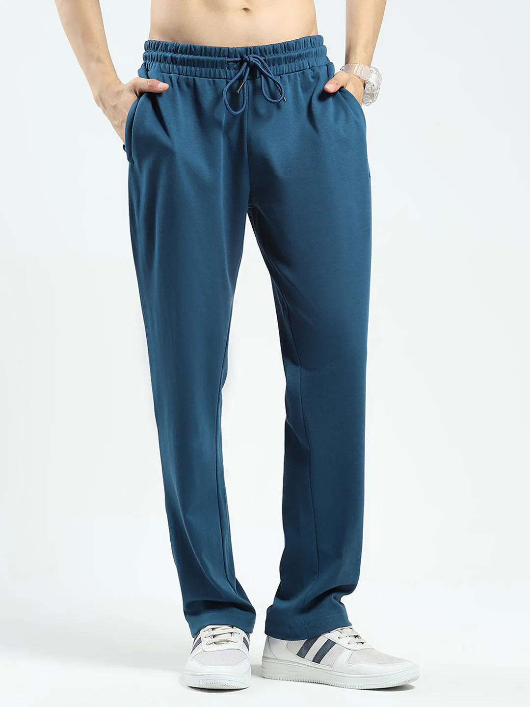 Men Teal Blue Printed Collar Half Sleeve Lower Set - Image 6