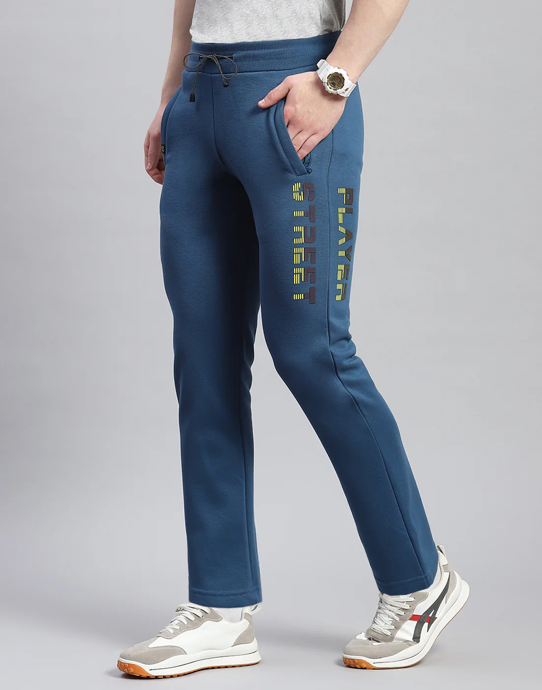 Men Teal Blue Printed Regular Fit Winter Lower - Image 3