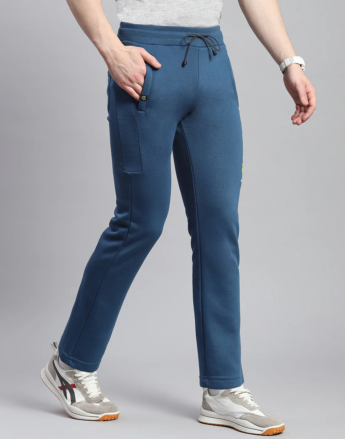 Men Teal Blue Printed Regular Fit Winter Lower - Image 4