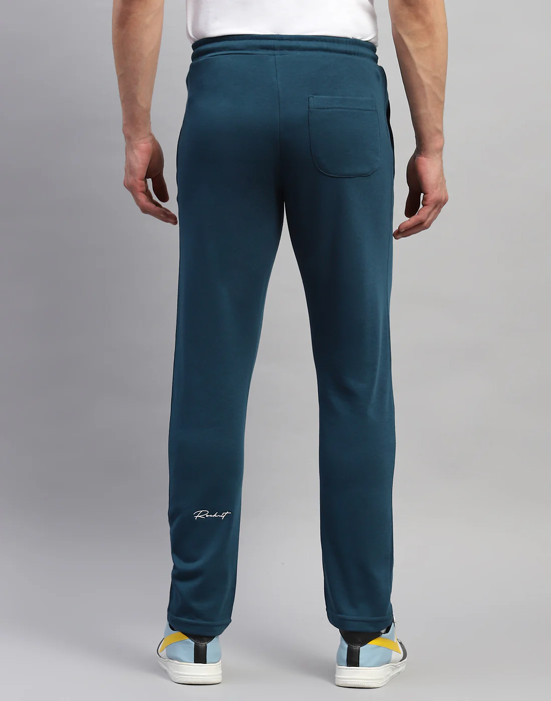 Rock.it Men Teal Blue Solid Regular Fit Lower - Image 5