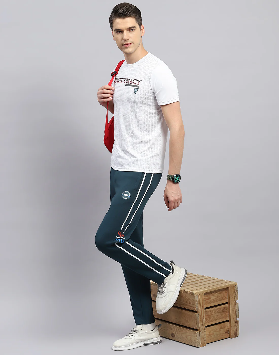 Men Teal Blue Solid Regular Fit Lower - Image 2