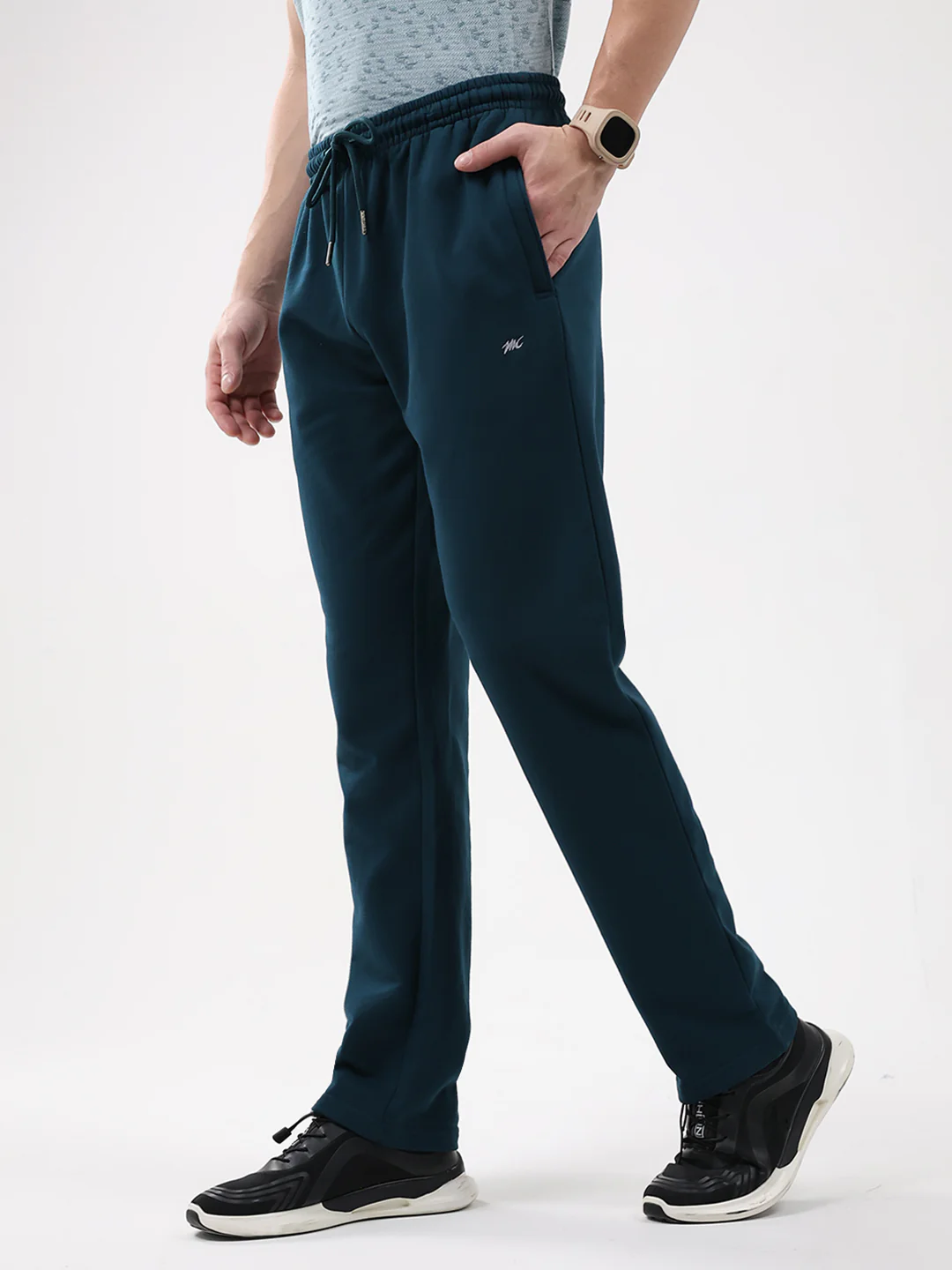 Men Teal Blue Solid Regular Fit Winter Lower - Image 3