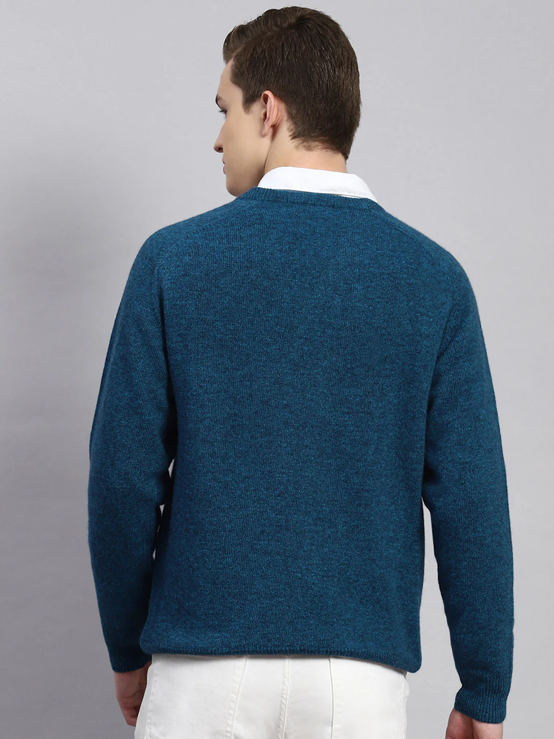 Men Turquoise Blue Solid Pullover - Image 5