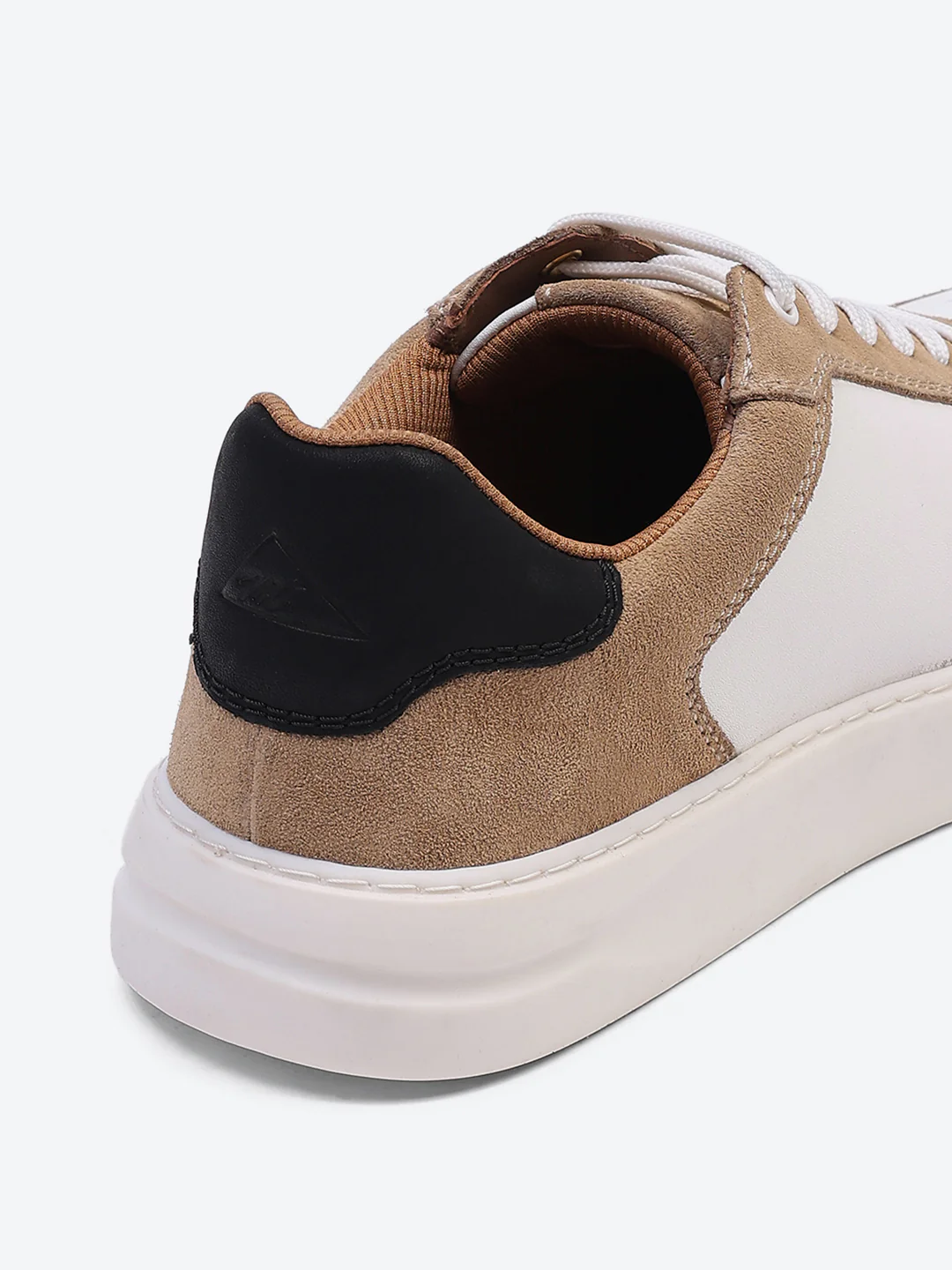 Men White & Beige Lace Up Genuine Leather Casual Sneakers - Image 11
