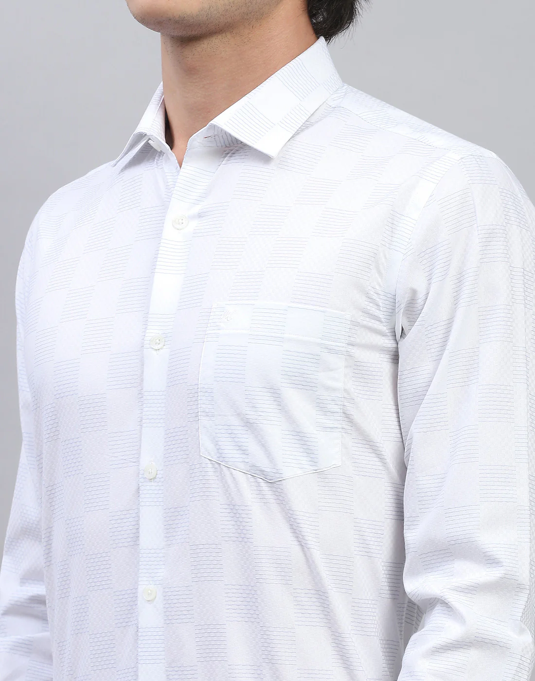 Men White Check Collar Full Sleeve Shirt - Image 7