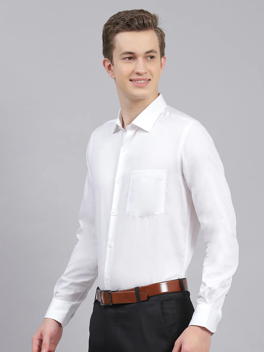 Men White Jaquard Shirt - Image 4