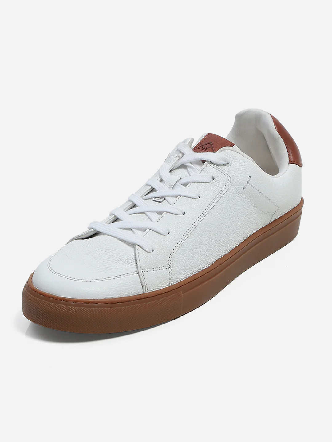 Men White Lace Up Genuine Leather Casual Sneakers - Image 4