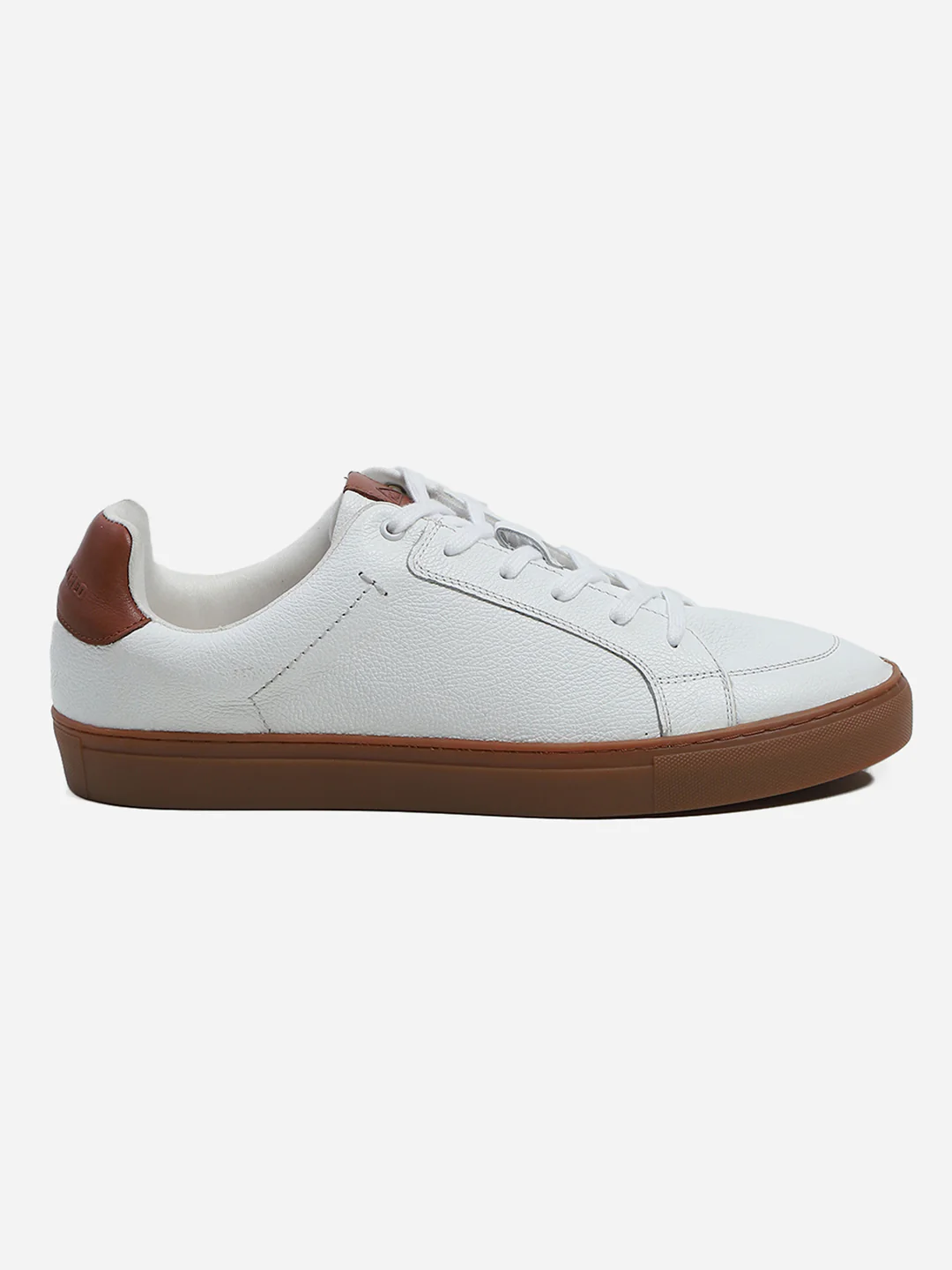 Men White Lace Up Genuine Leather Casual Sneakers - Image 7