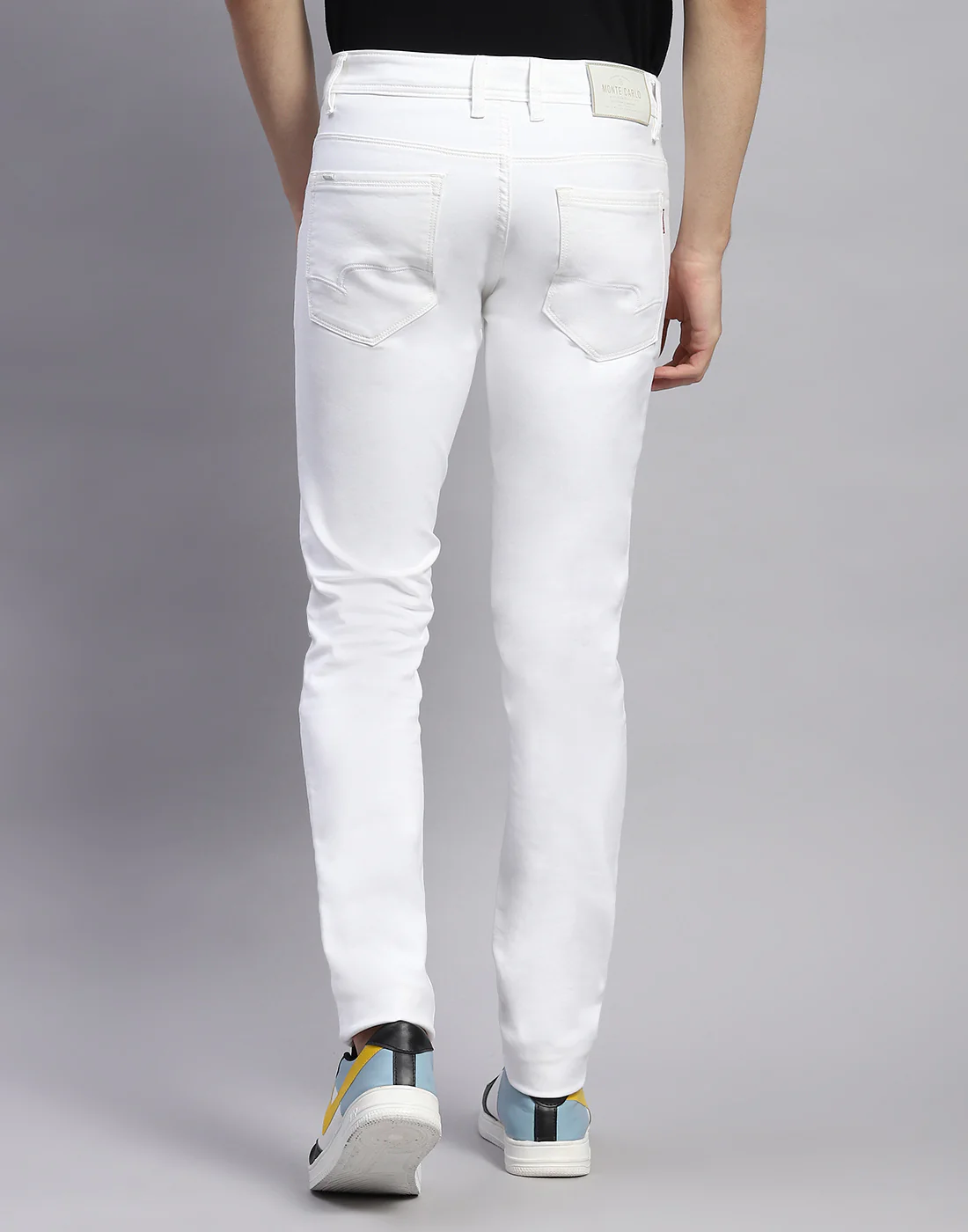 Men White Light Wash Skinny Fit Denim - Image 5