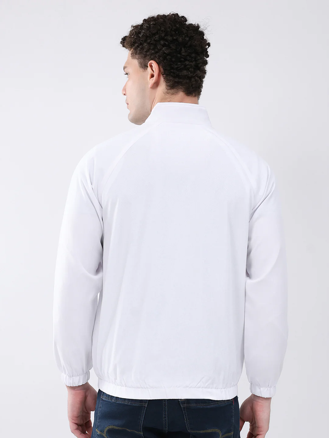 Men White Printed Collar Full Sleeve Jacket - Image 5