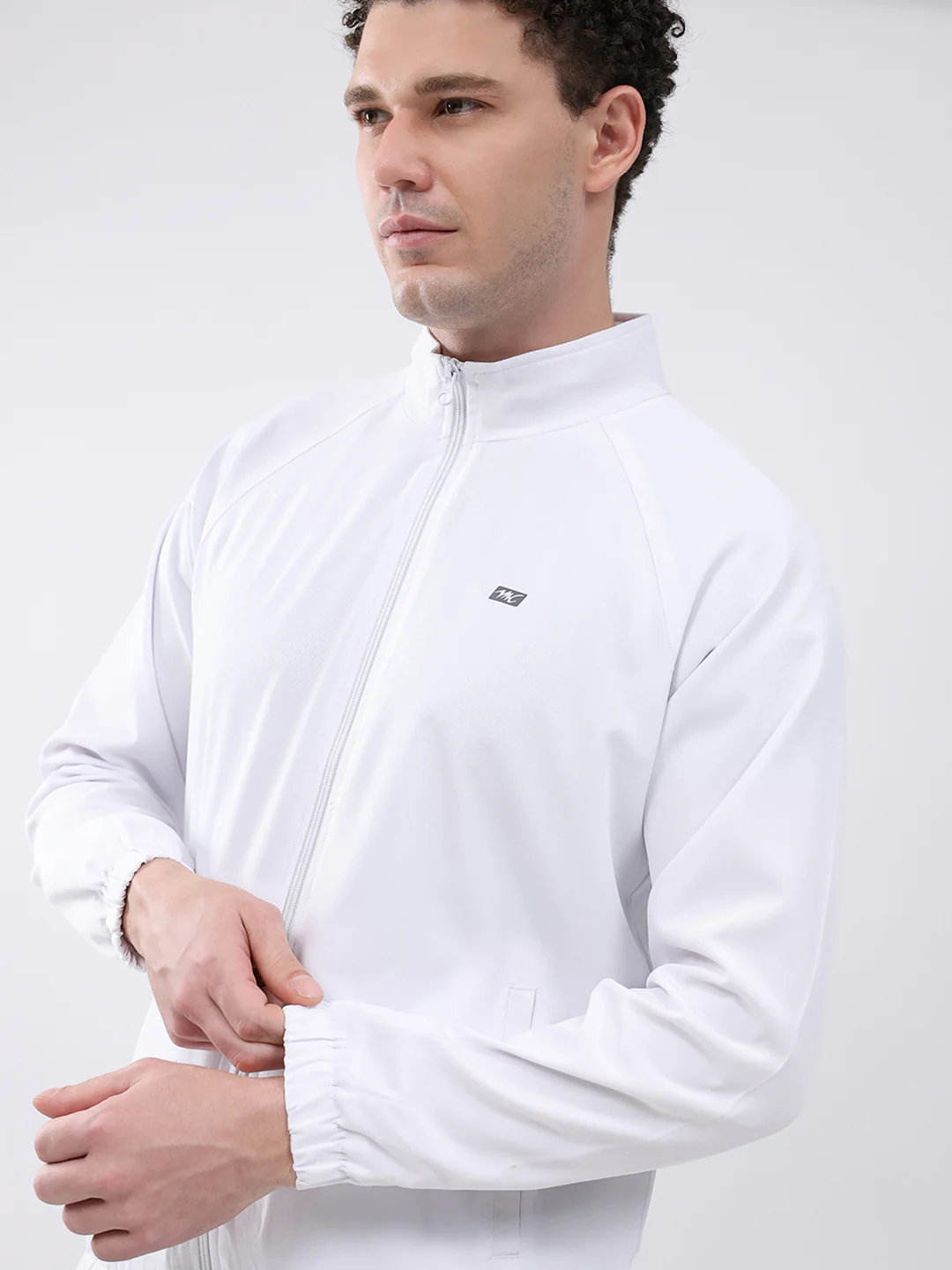 Men White Printed Collar Full Sleeve Jacket - Image 7