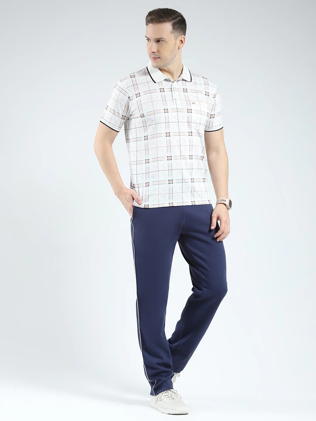 Men White Printed Collar Half Sleeve Lower Set - Image 4
