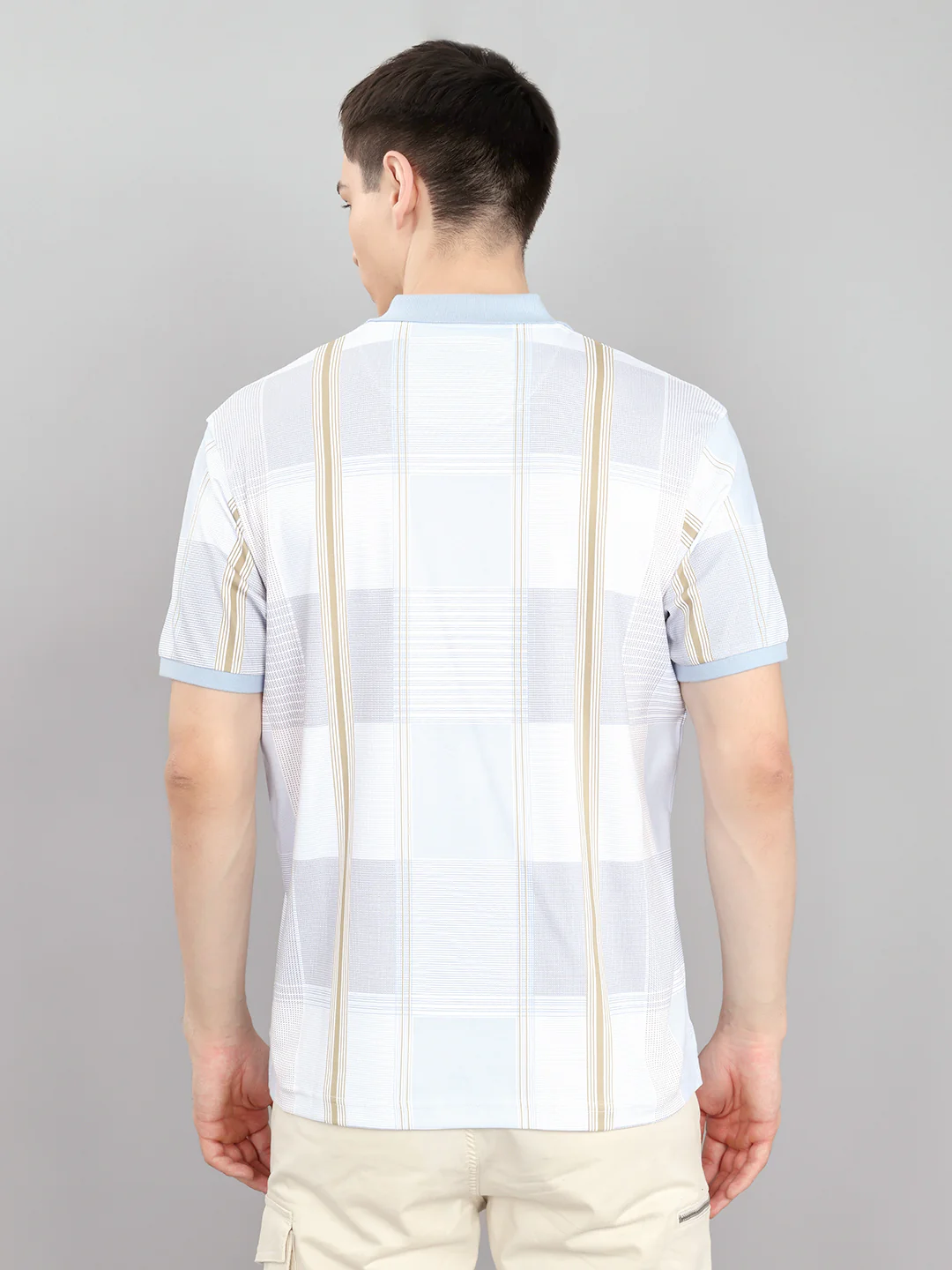 Men White Printed Collar Half Sleeve T-Shirt - Image 4