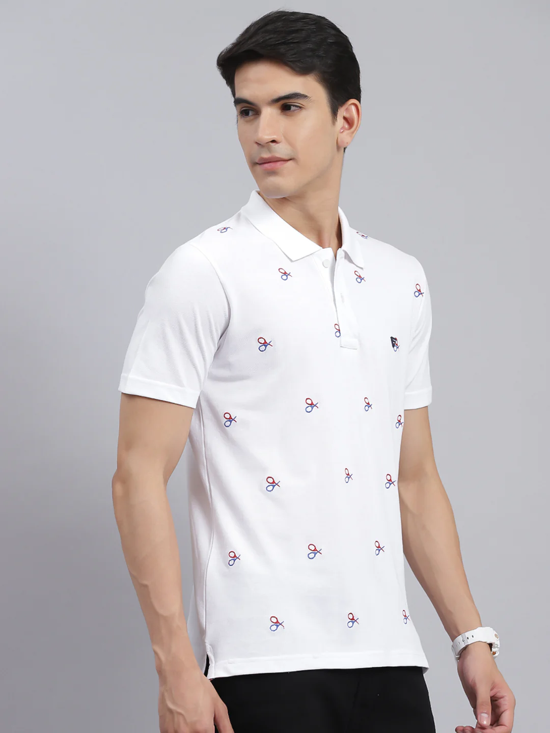 Men White Printed Cotton Blend T-Shirt - Image 3