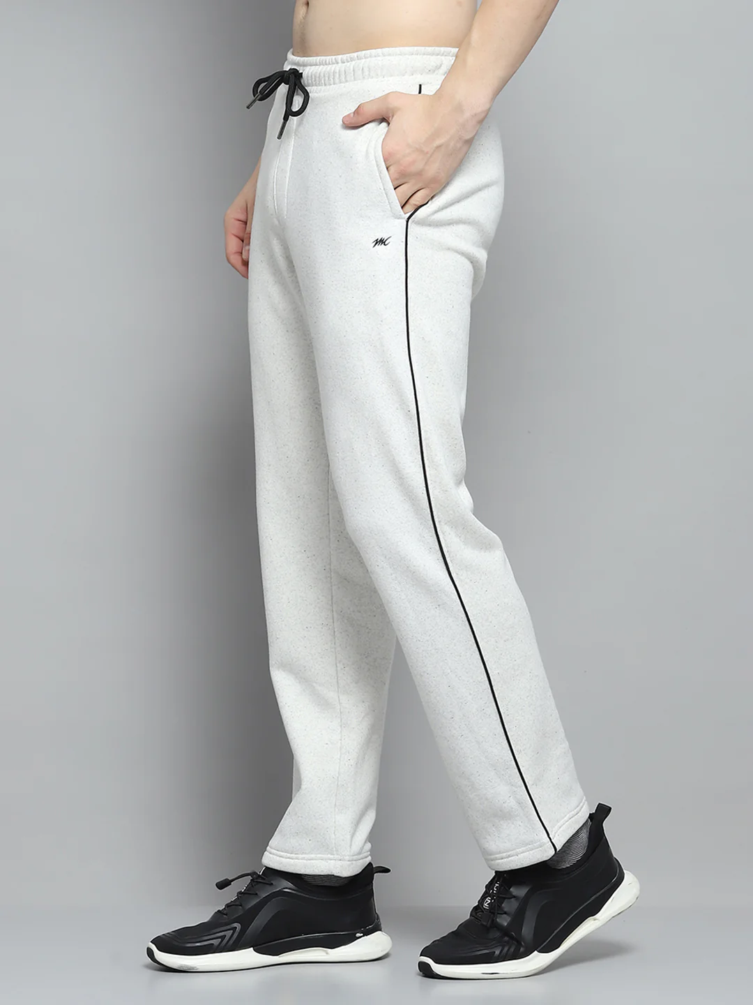Men White Printed Mock Neck Full Sleeve Winter Tracksuit - Image 8
