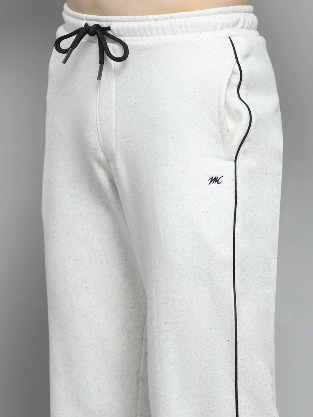 Men White Printed Mock Neck Full Sleeve Winter Tracksuit - Image 9