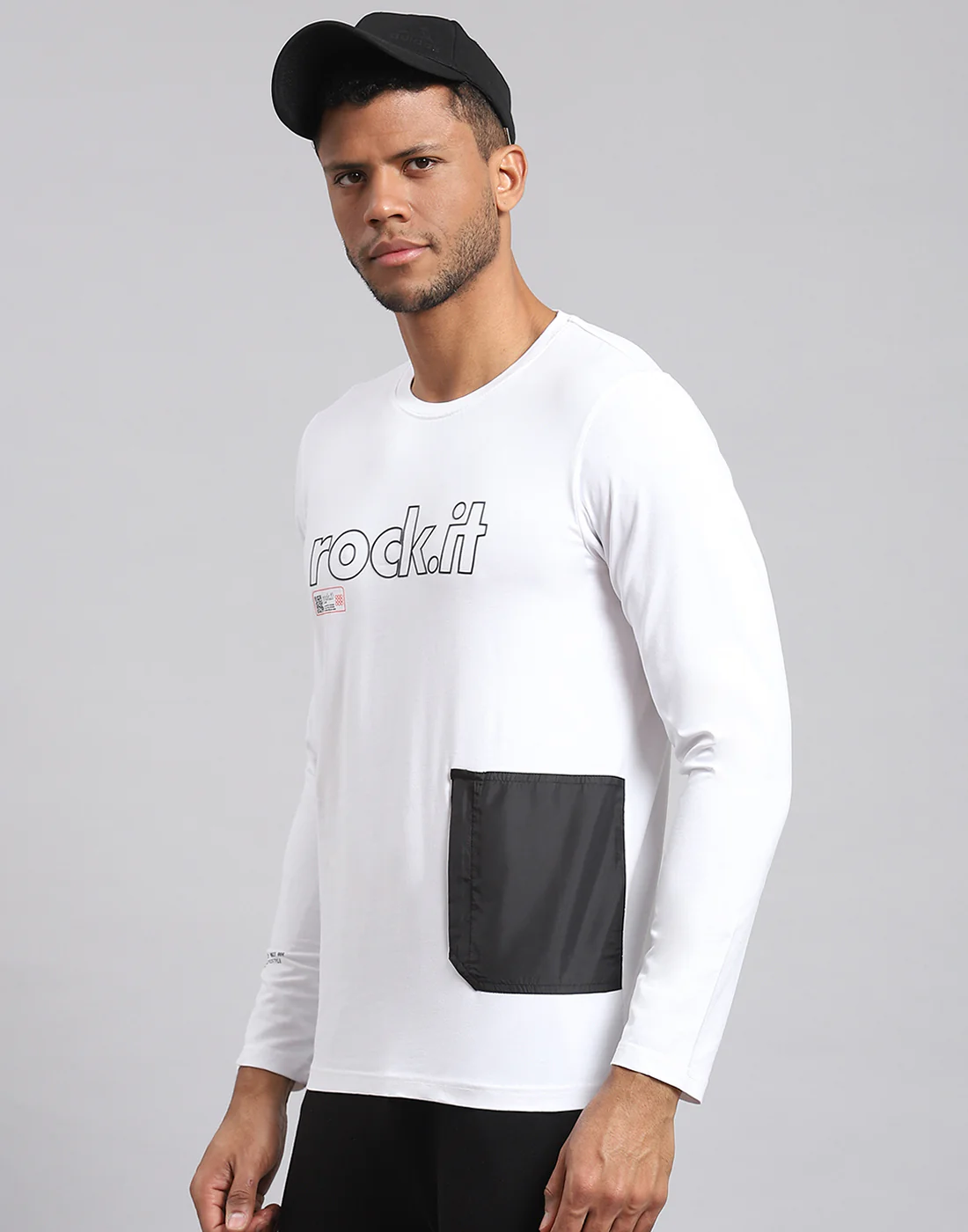 Rock.it Men White Printed Round Neck Full Sleeve Active T-Shirt - Image 3