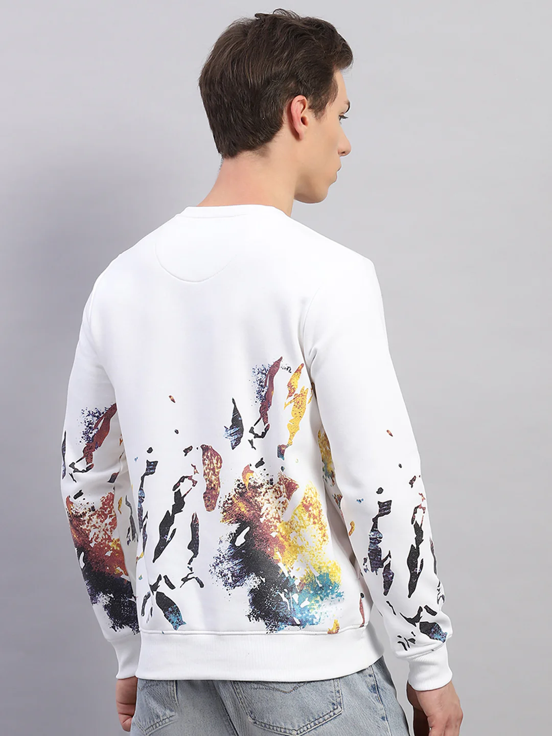 Rock.it Men White Printed Round Neck Full Sleeve Sweatshirt - Image 5