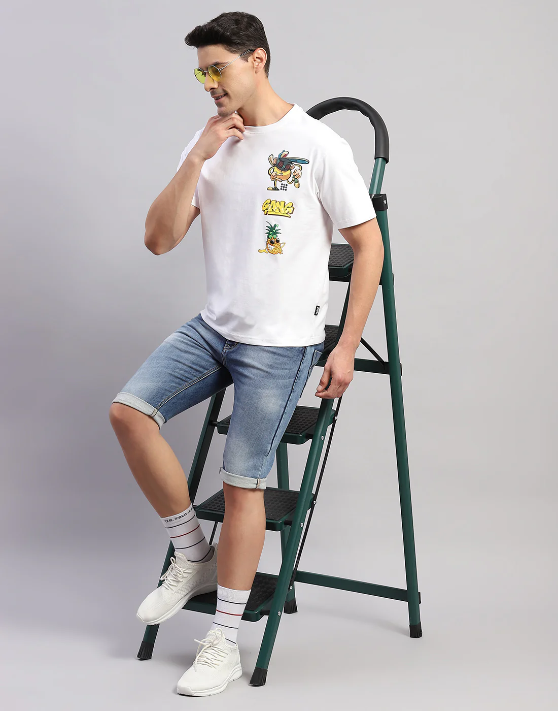 Rock.it Men White Printed Round Neck Half Sleeve T-Shirt - Image 2