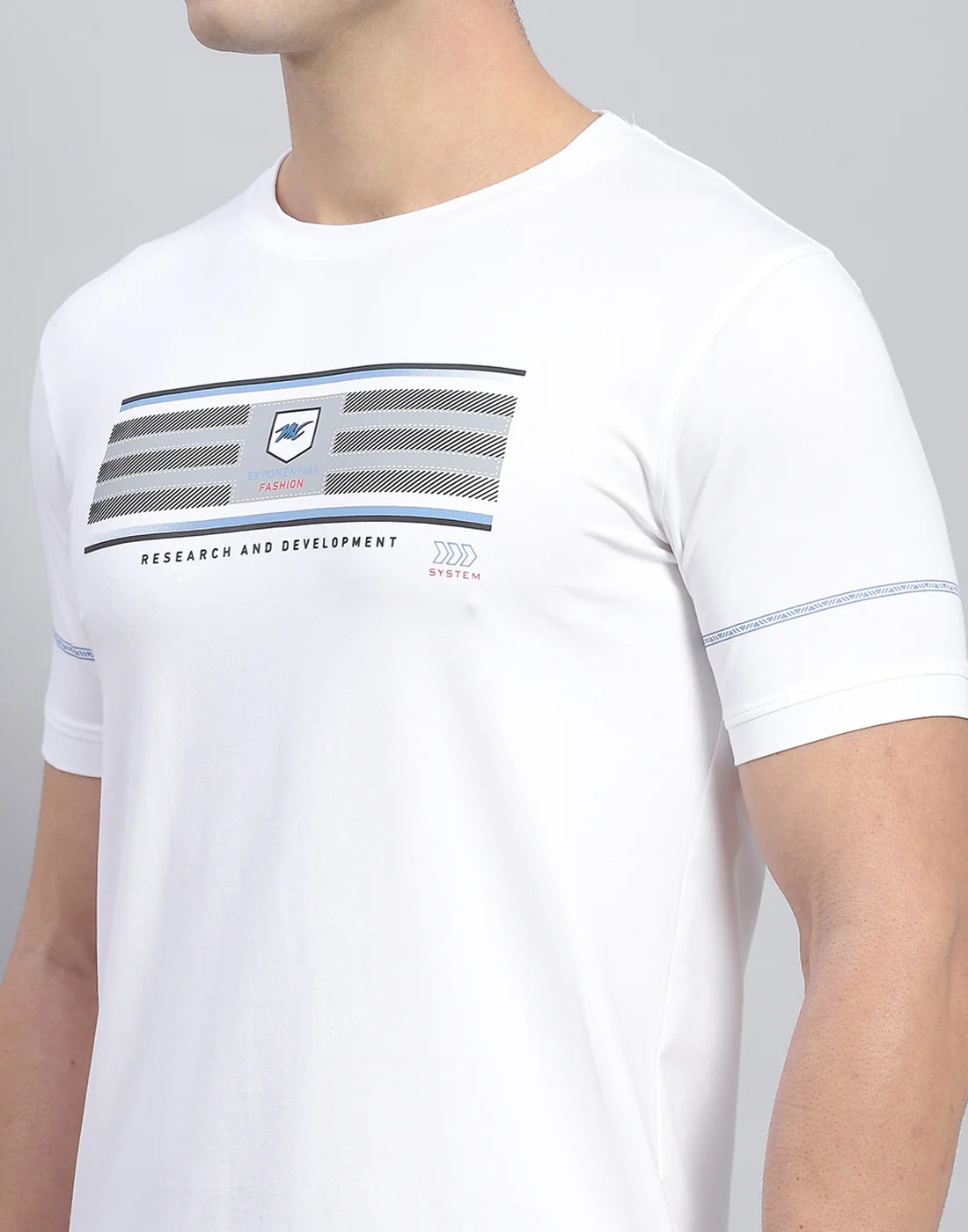 Men White Printed Round Neck Half Sleeve T-Shirt - Image 7