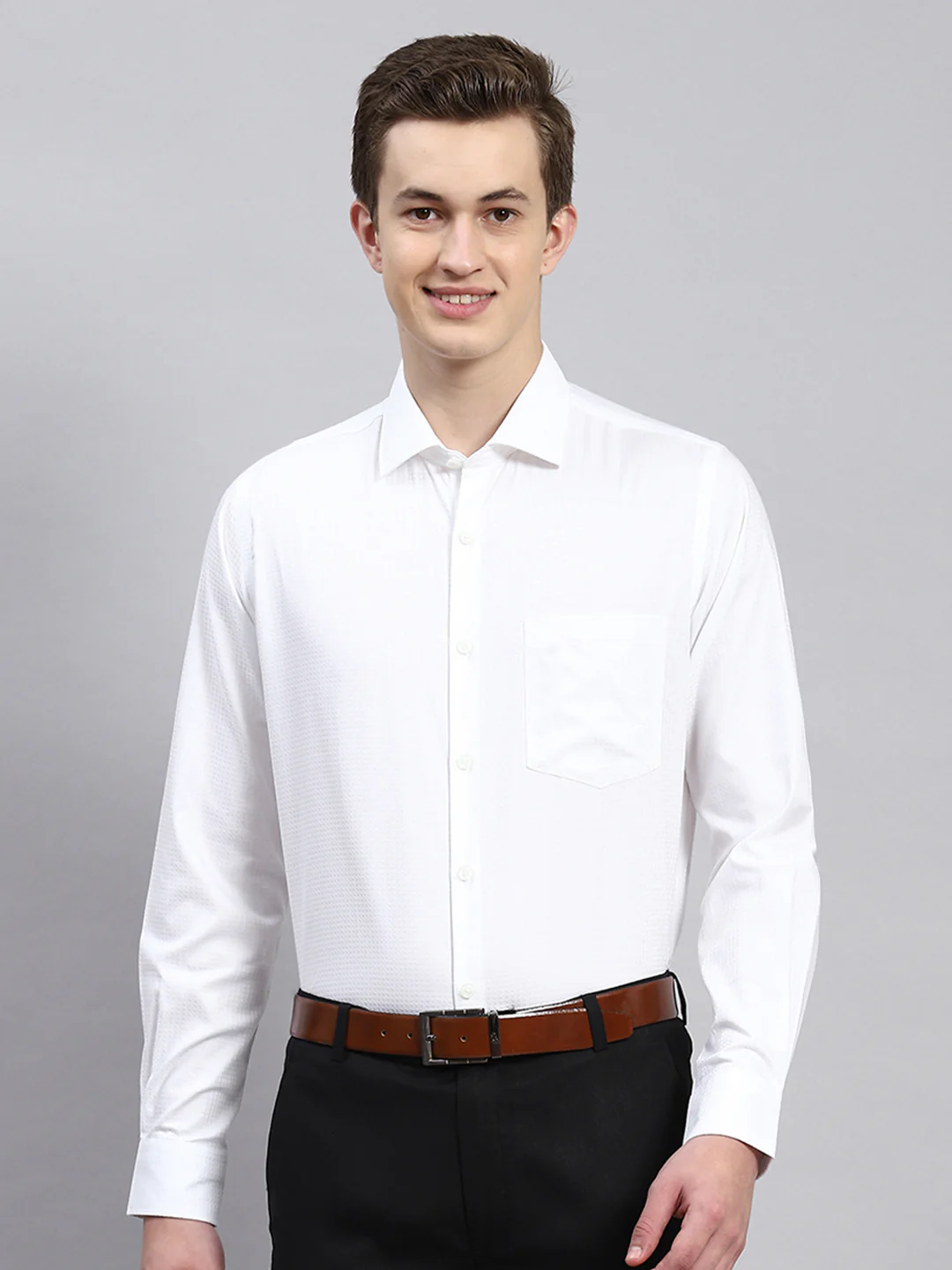 Men White Printed Shirt - Image 2