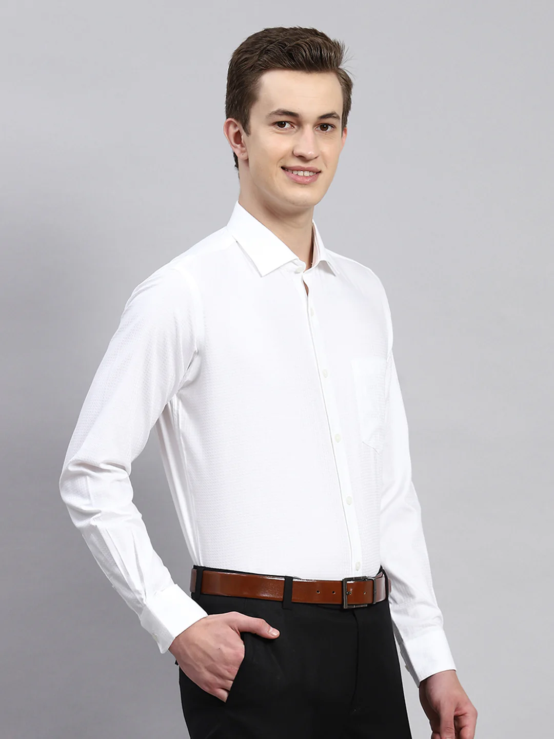 Men White Printed Shirt - Image 3