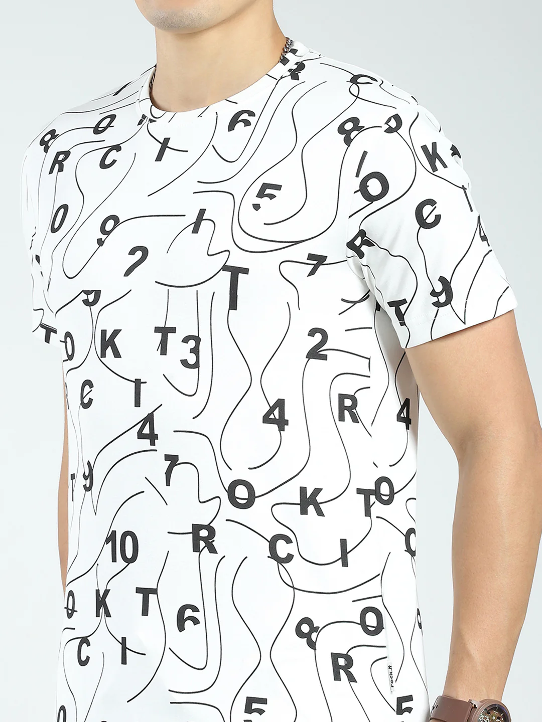 Rock.it Men White Printed Round Neck Half Sleeve Shorts Set - Image 7