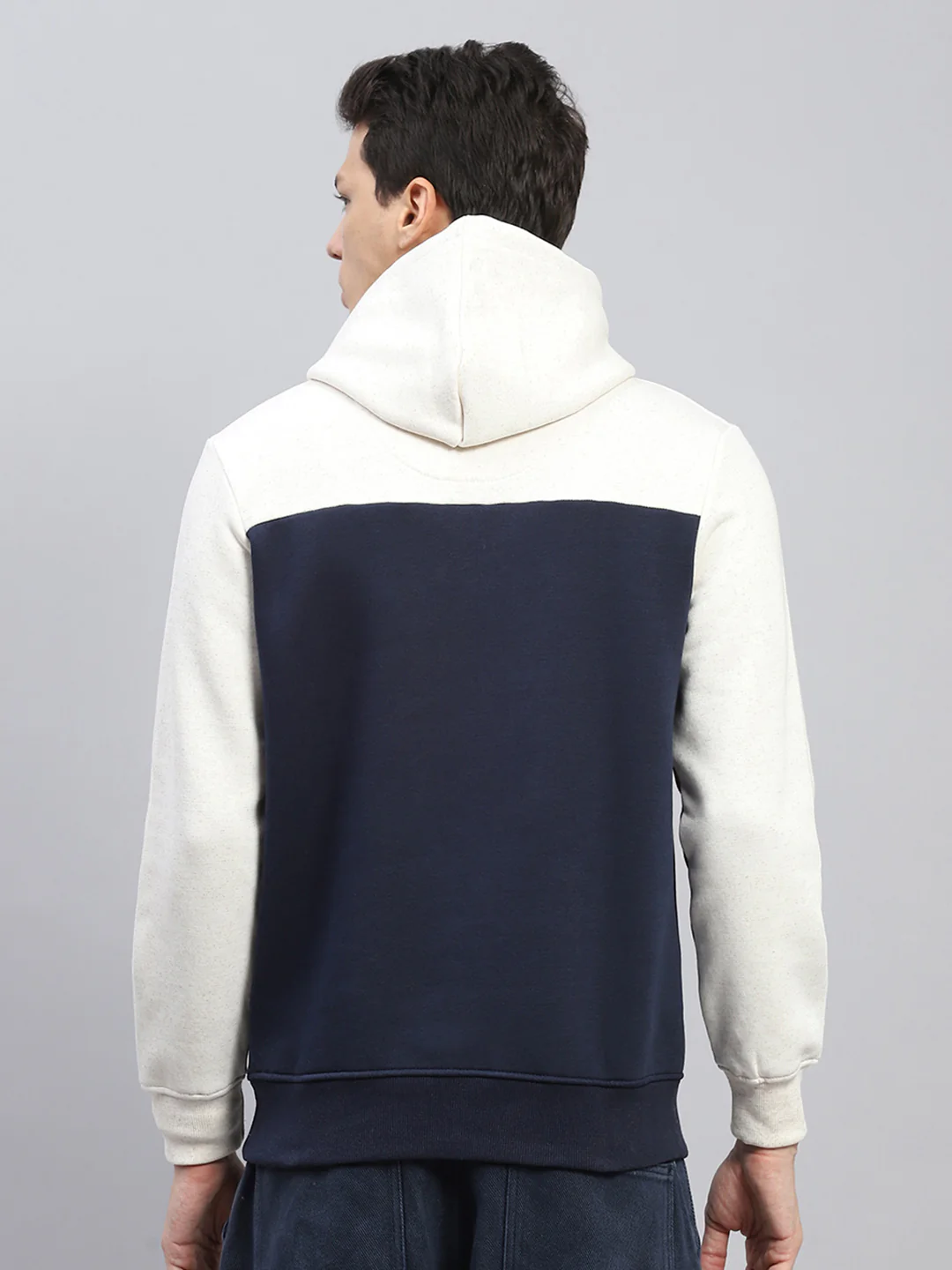 Men White & Rust Printed Hooded Full Sleeve Sweatshirt - Image 5