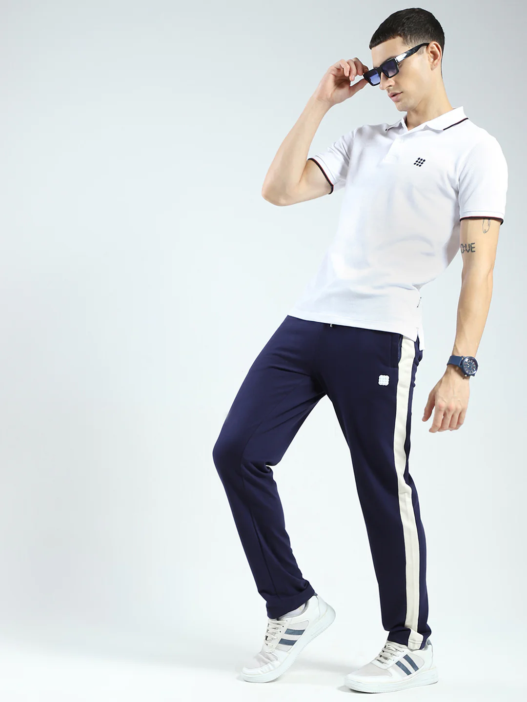 Rock.it Men White Self Design Collar Half Sleeve T-Shirt - Image 2