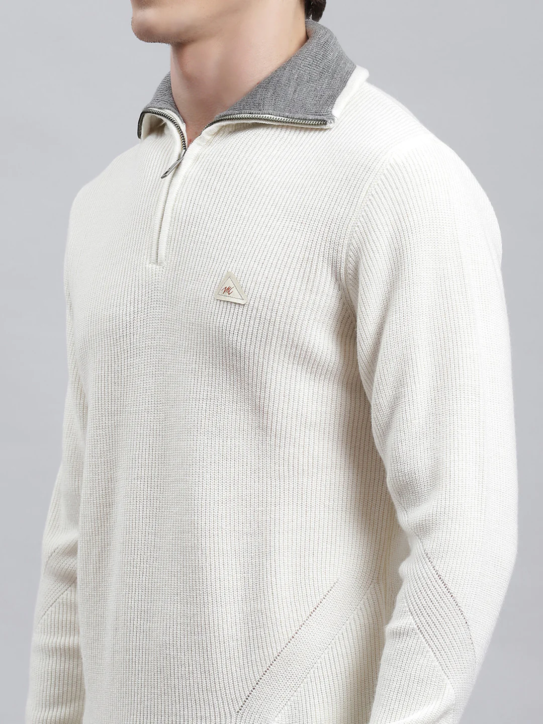 Men White Self Pullover - Image 6
